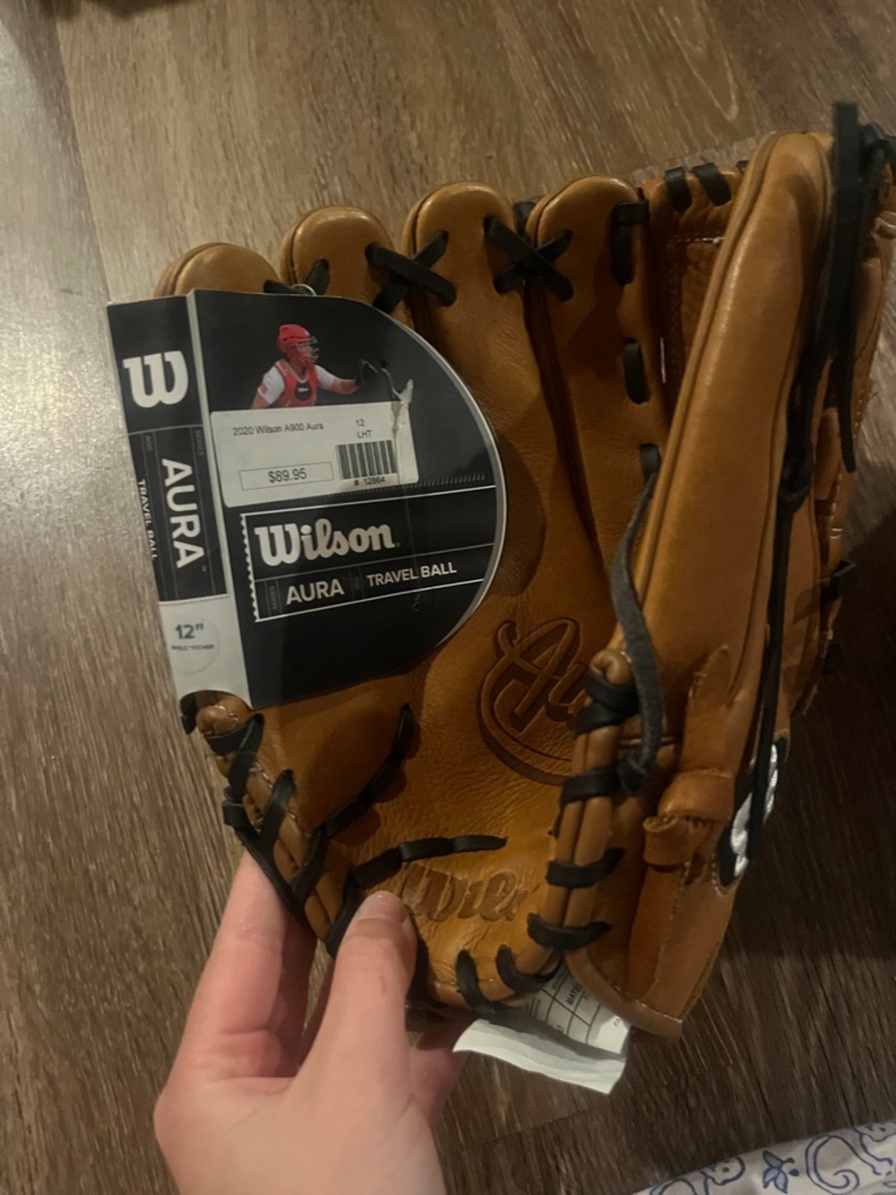 Wilson Aura Tan and Black Leather Baseball Glove